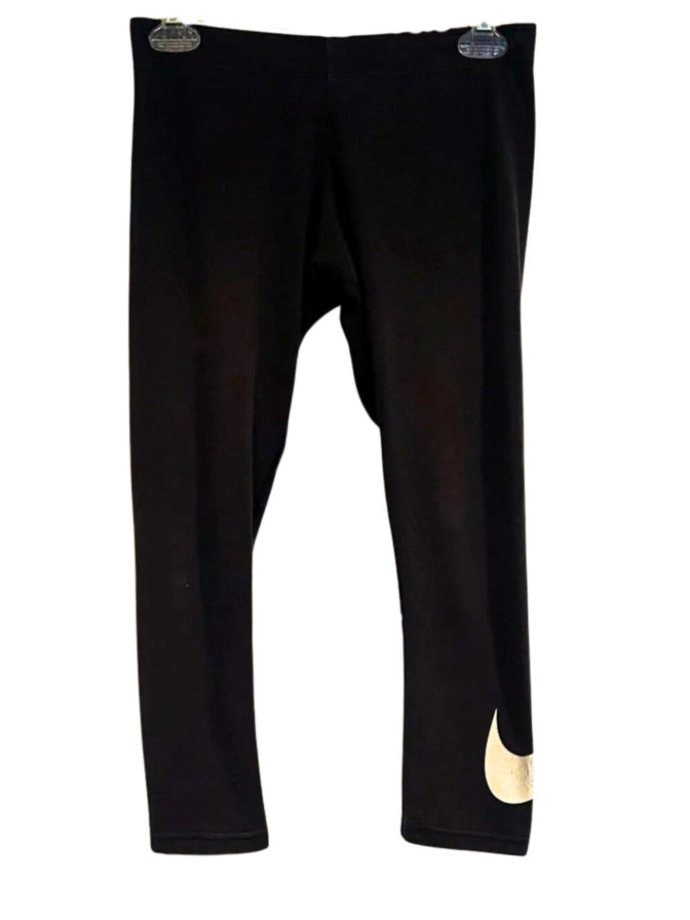 Kids Black Capri Leggings with White Nike Logo